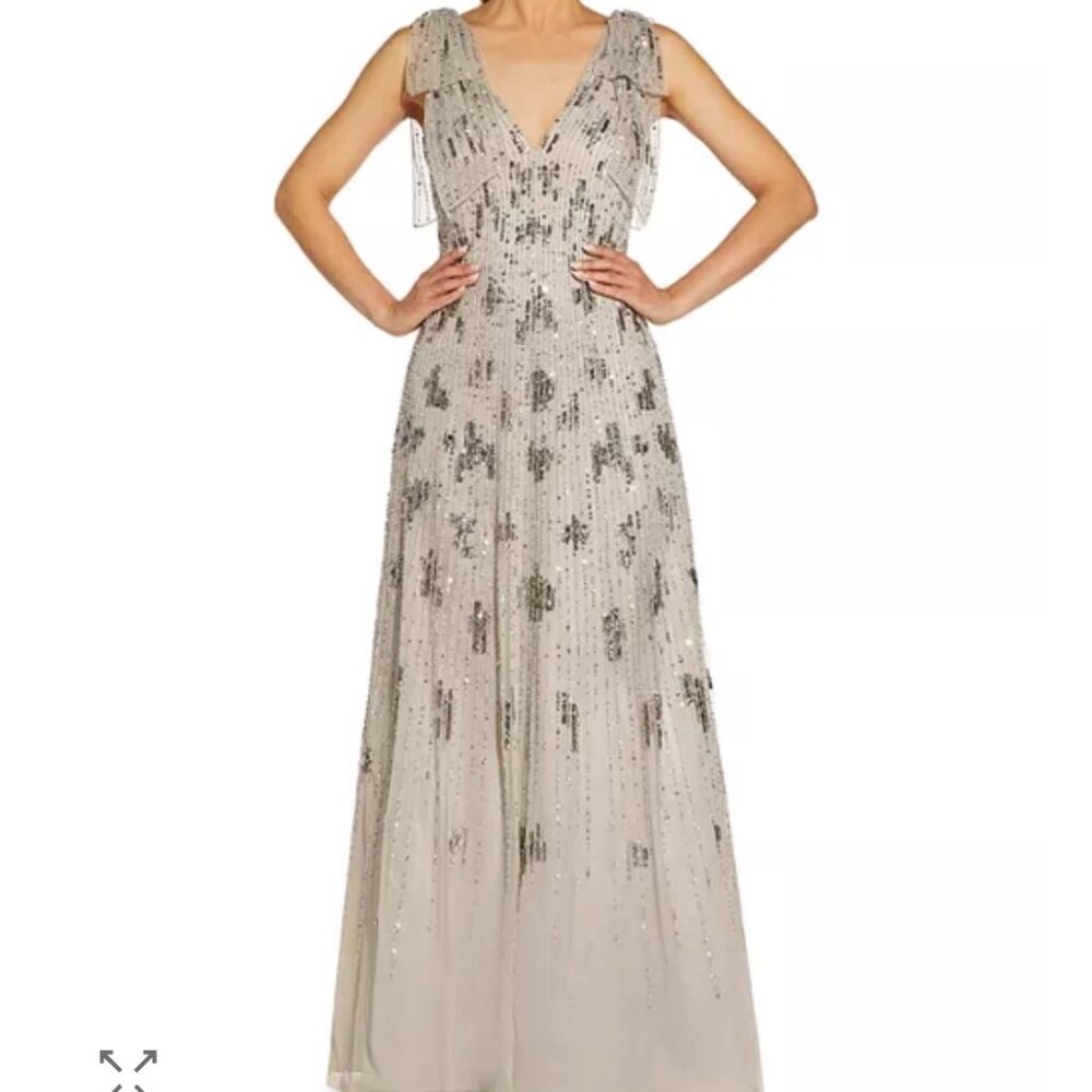 Beaded Ball Gown - Aidan Mattox Size 6 Sold Out silver